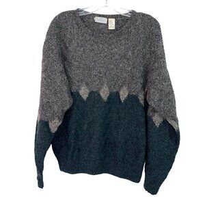 Valentino Uomo Mens Sweater Green Gray Size Medium Vintage Wool Mohair Nylon
